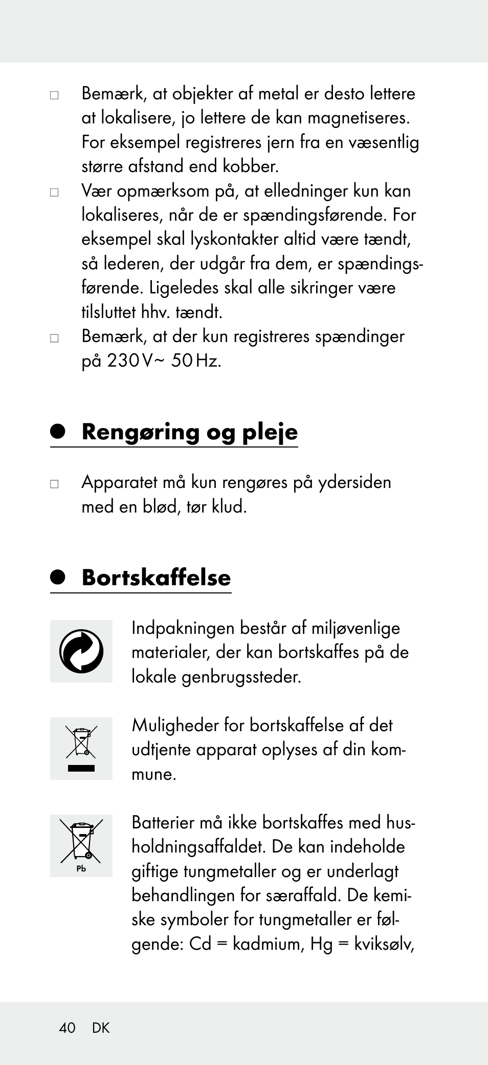 Rengøring og pleje, Bortskaffelse | Powerfix Z31697B User Manual | Page 40 / 72