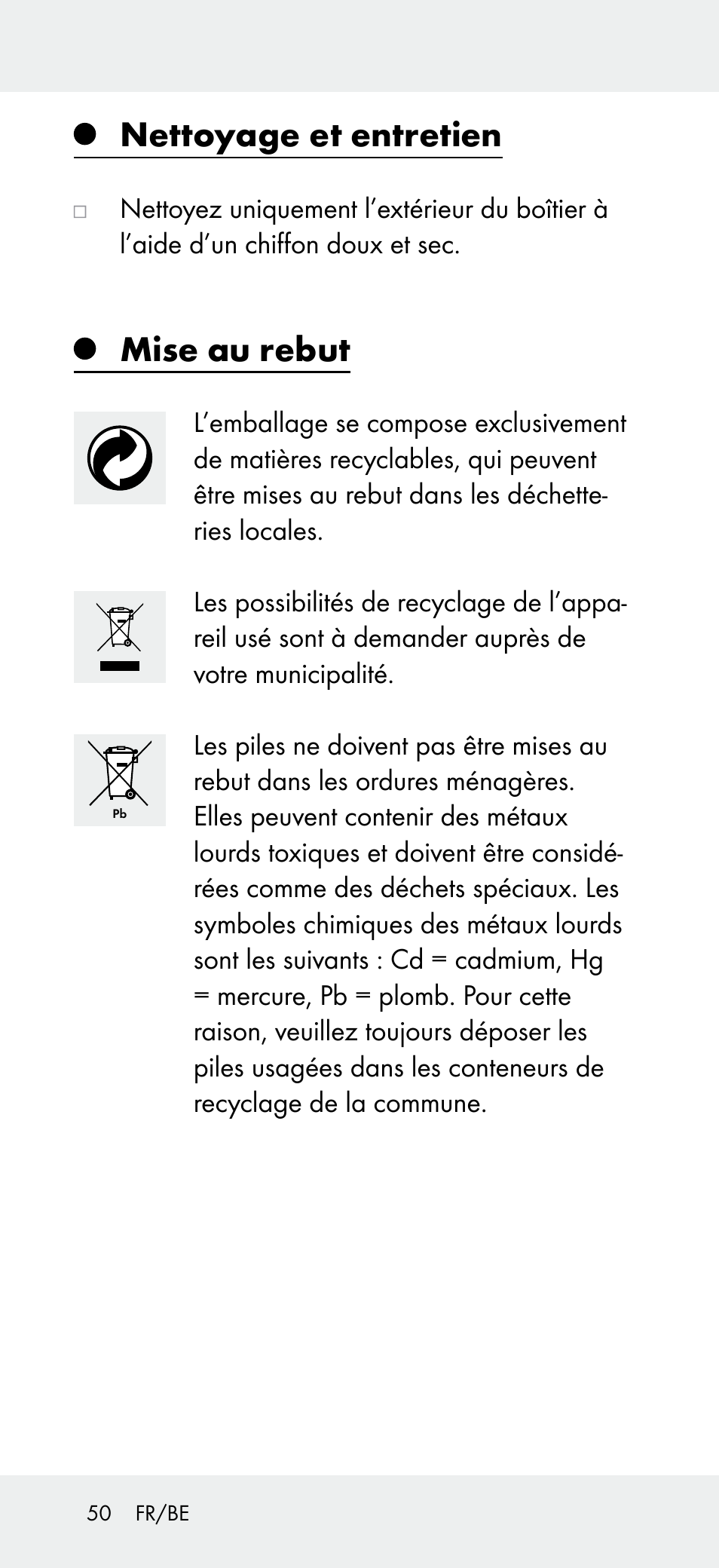 Nettoyage et entretien, Mise au rebut | Powerfix Z31697B User Manual | Page 50 / 72
