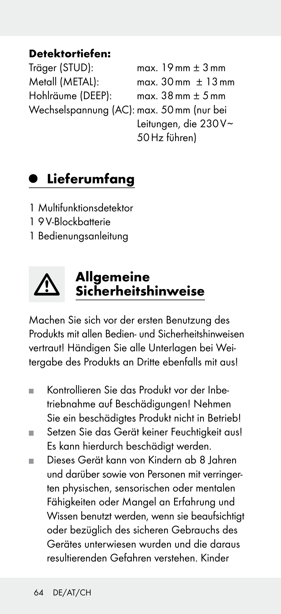 Lieferumfang, Allgemeine sicherheitshinweise | Powerfix Z31697B User Manual | Page 64 / 72