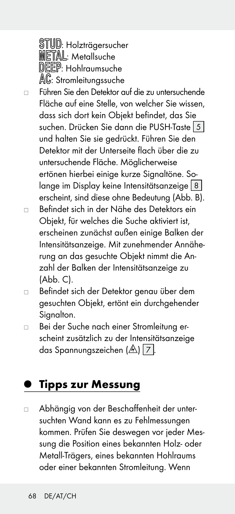 Tipps zur messung | Powerfix Z31697B User Manual | Page 68 / 72