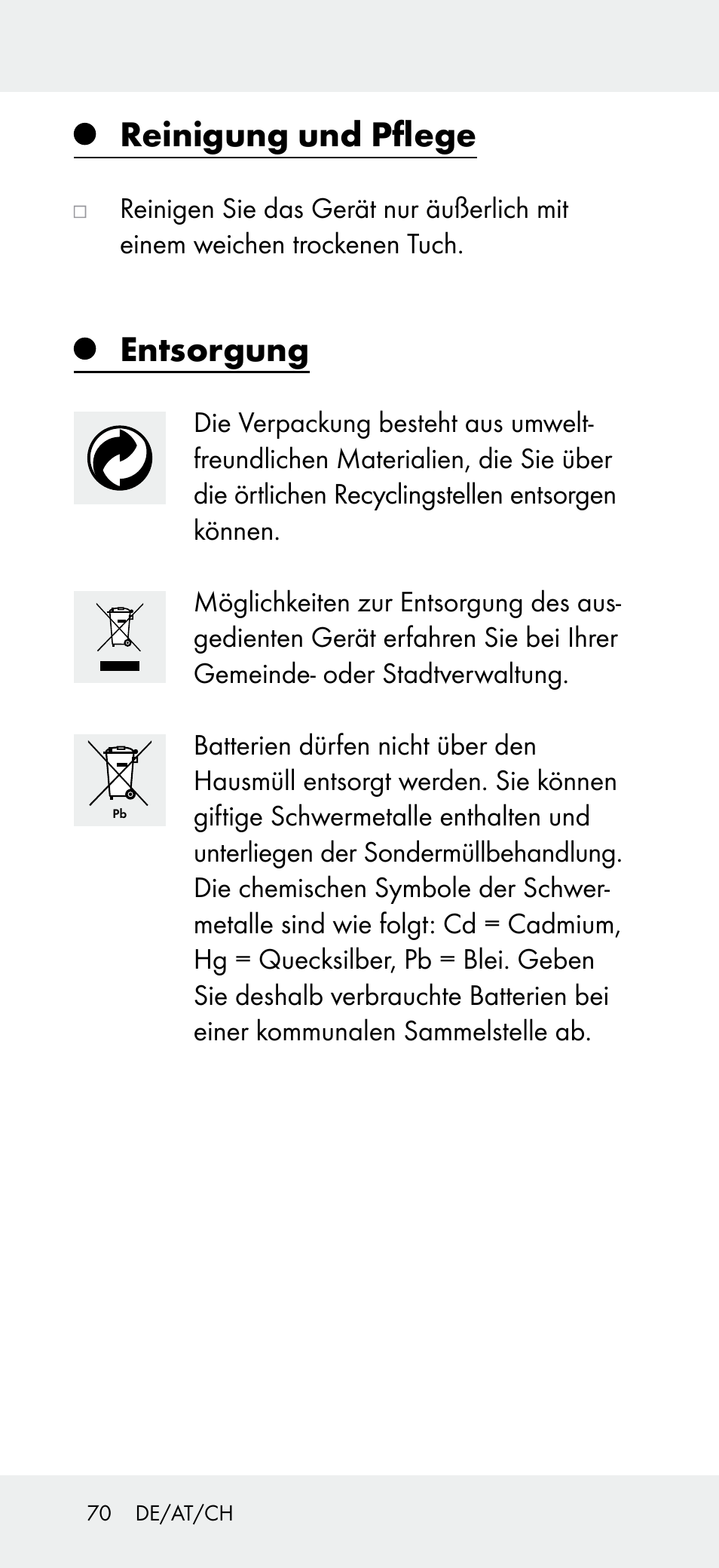 Reinigung und pflege, Entsorgung | Powerfix Z31697B User Manual | Page 70 / 72