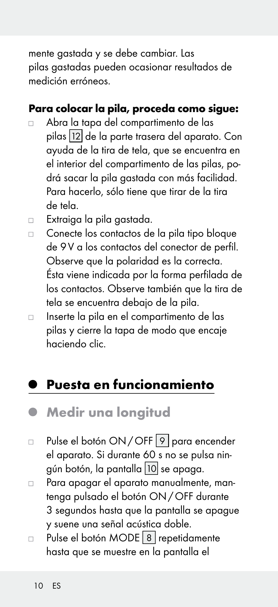 Puesta en funcionamiento, Medir una longitud | Powerfix Z31697A User Manual | Page 10 / 78