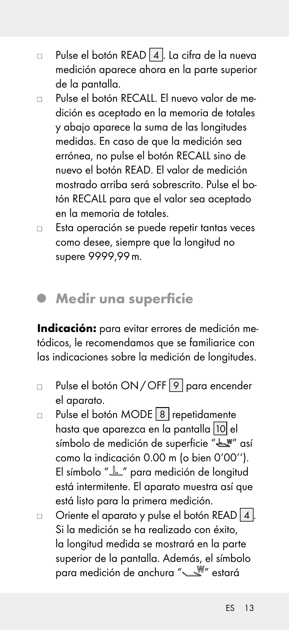 Medir una superficie | Powerfix Z31697A User Manual | Page 13 / 78