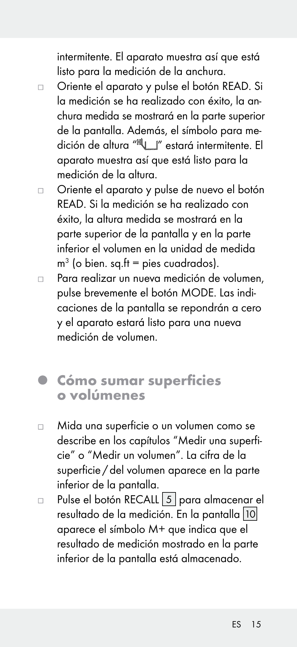 Cómo sumar superficies o volúmenes | Powerfix Z31697A User Manual | Page 15 / 78