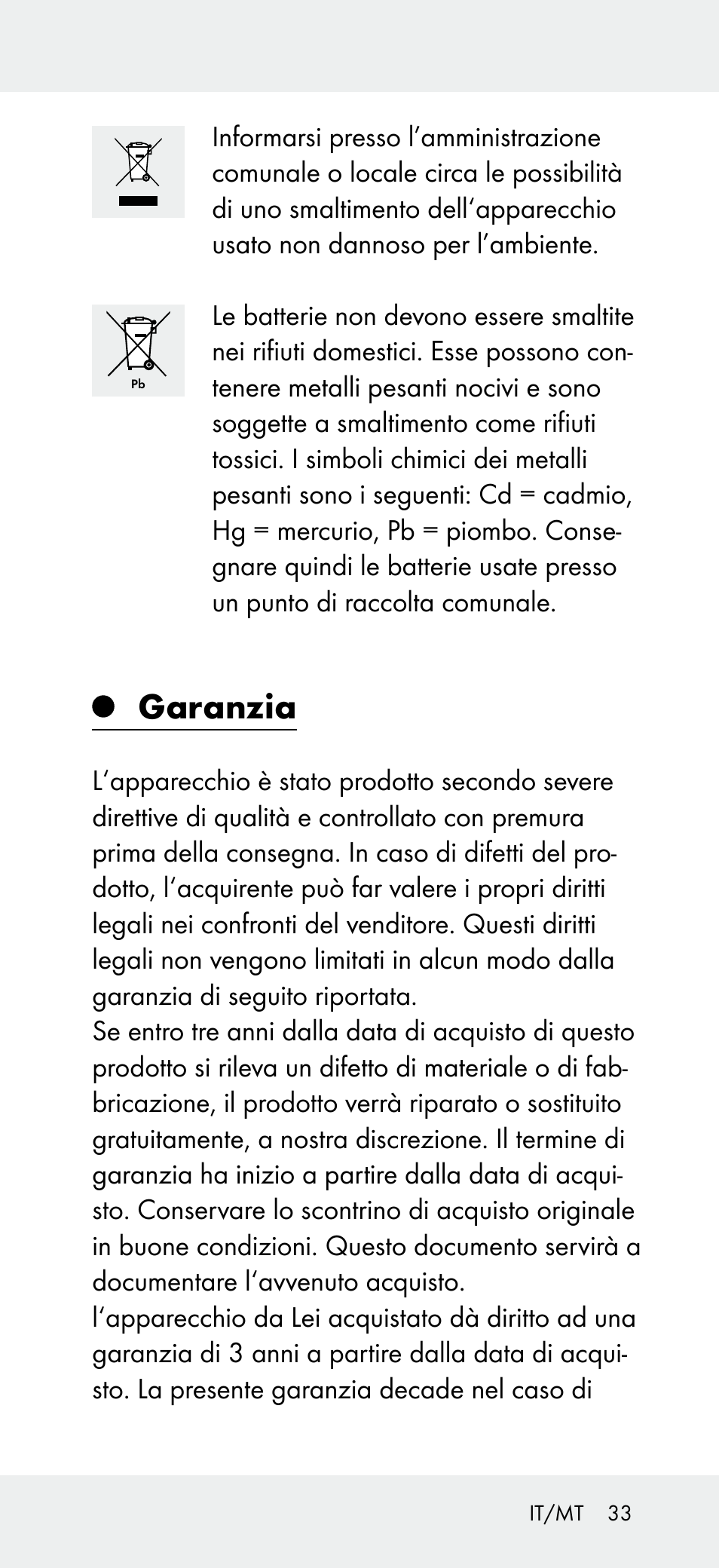 Garanzia | Powerfix Z31697A User Manual | Page 33 / 78