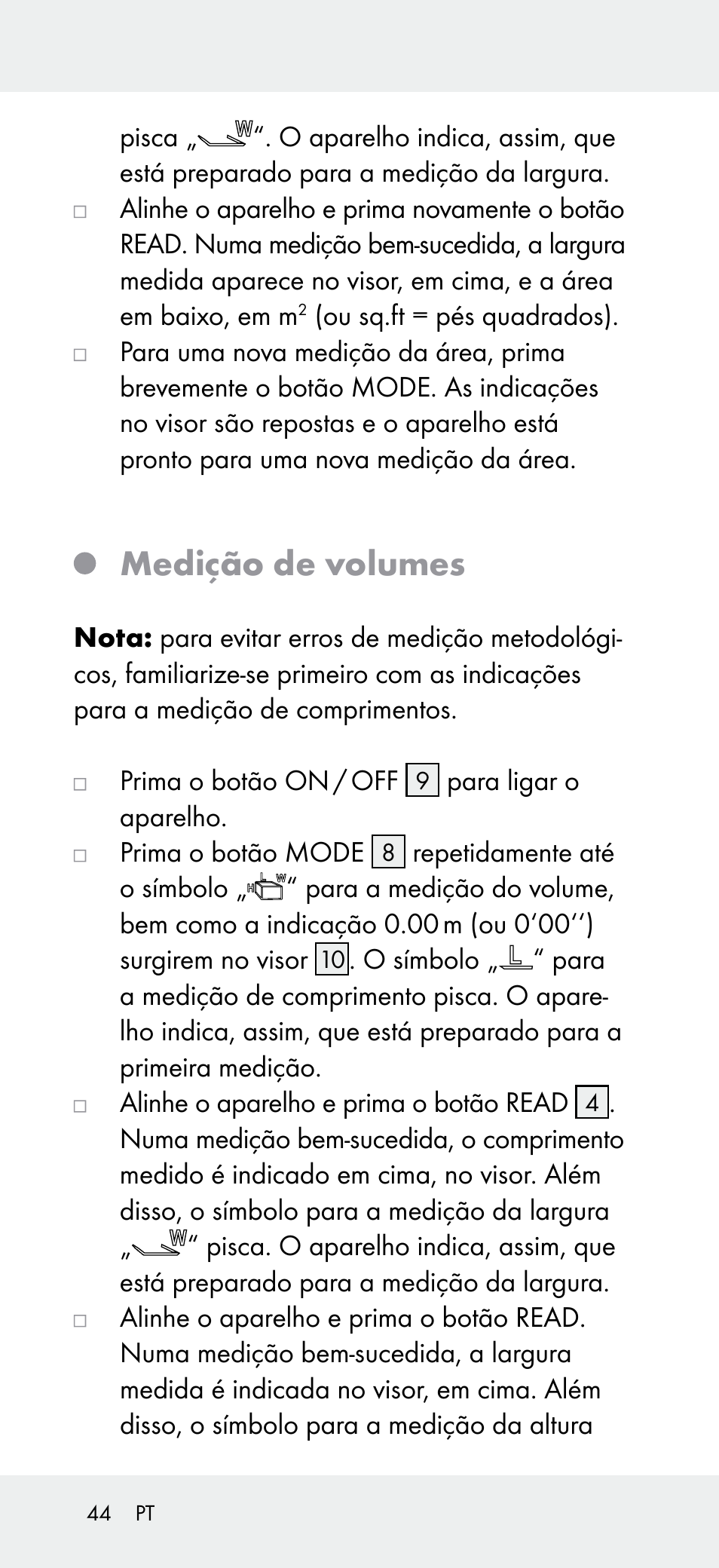 Medição de volumes | Powerfix Z31697A User Manual | Page 44 / 78