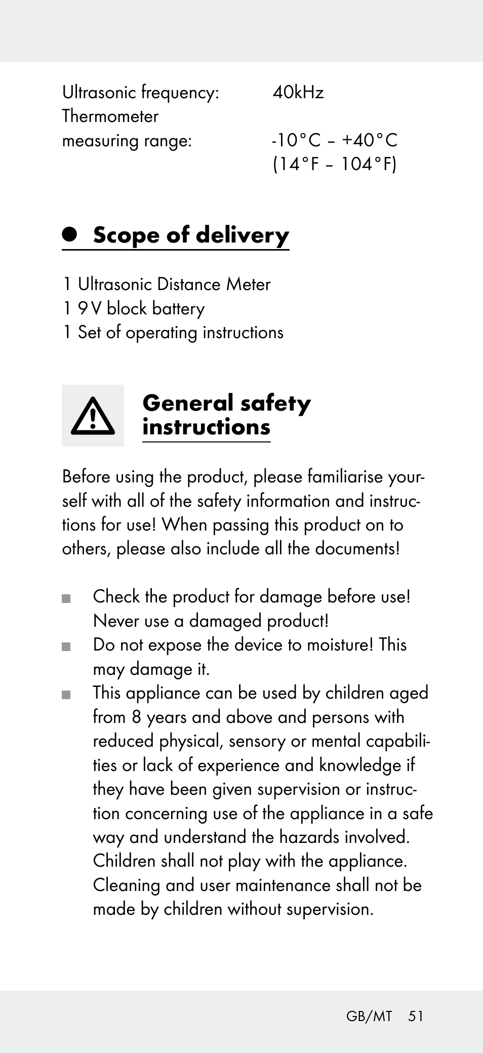 Scope of delivery, General safety instructions | Powerfix Z31697A User Manual | Page 51 / 78