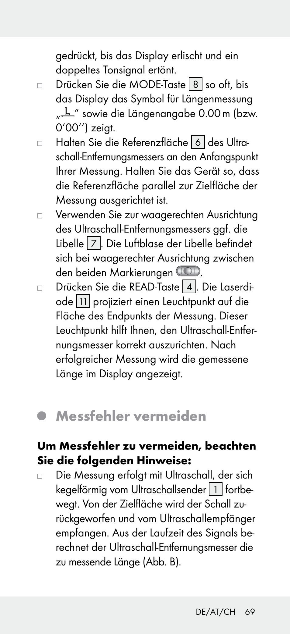 Messfehler vermeiden | Powerfix Z31697A User Manual | Page 69 / 78