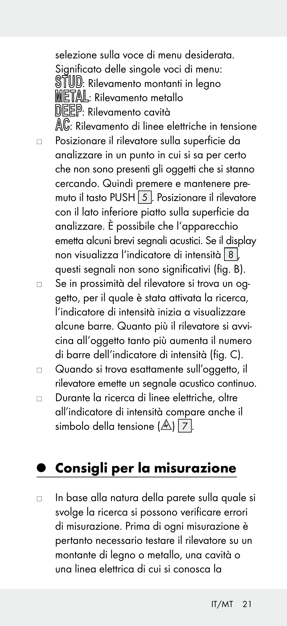 Consigli per la misurazione | Powerfix Z31697B User Manual | Page 21 / 55