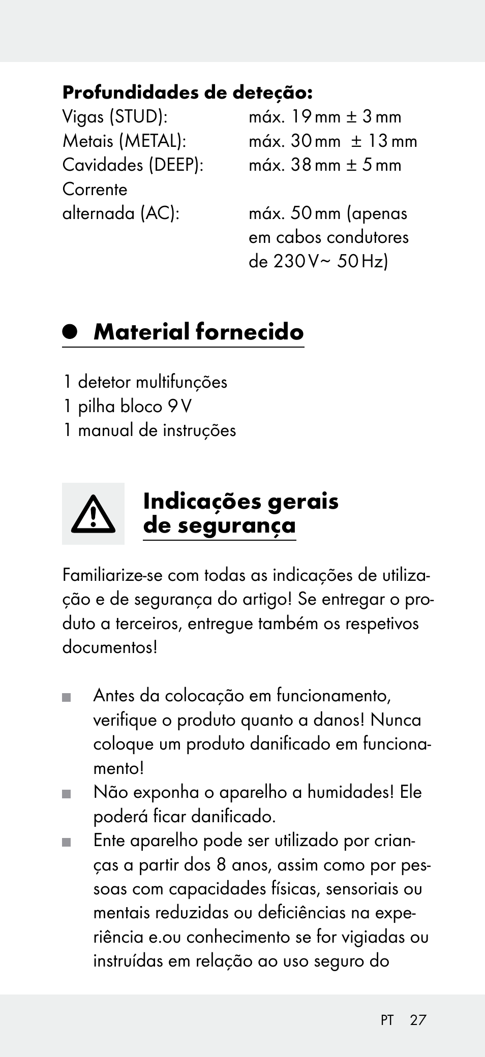 Material fornecido, Indicações gerais de segurança | Powerfix Z31697B User Manual | Page 27 / 55