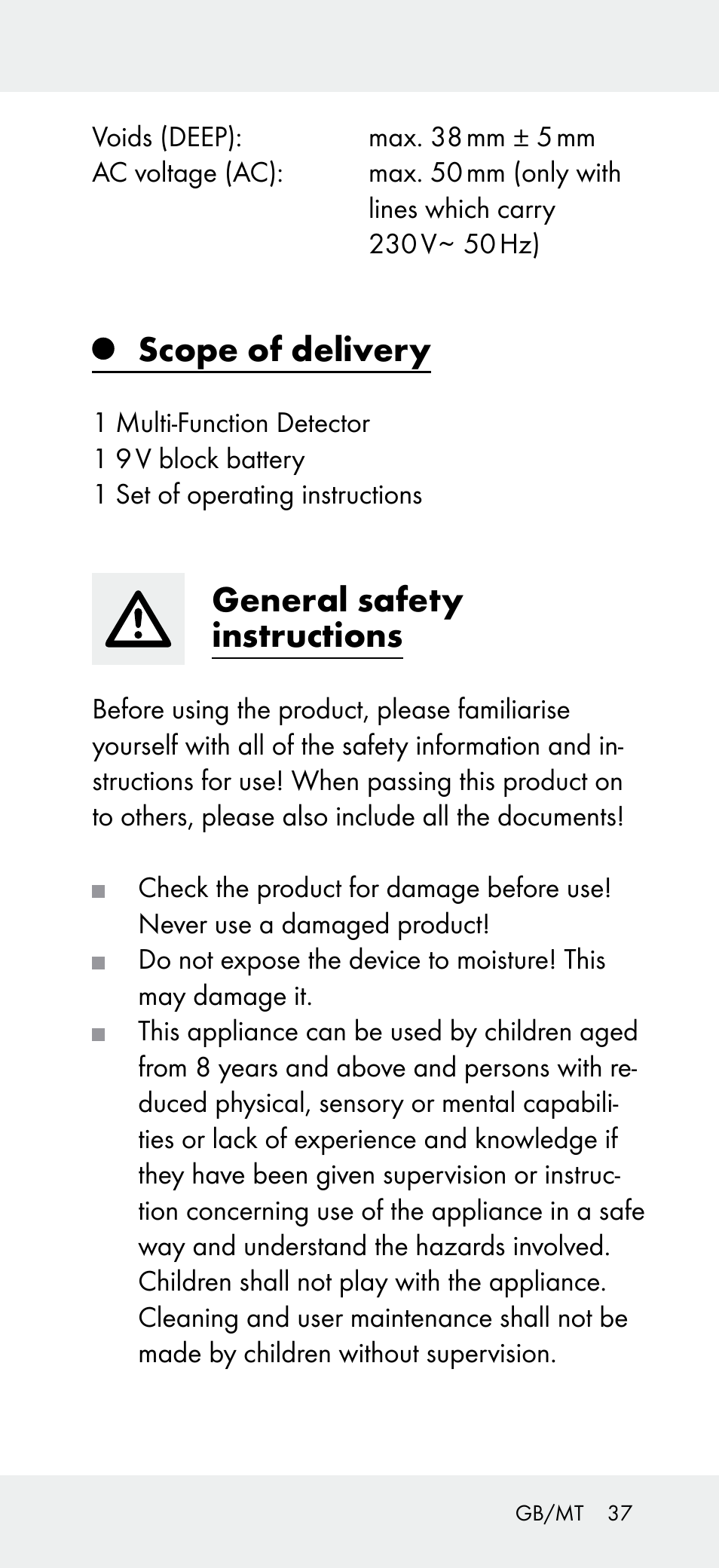 Scope of delivery, General safety instructions | Powerfix Z31697B User Manual | Page 37 / 55