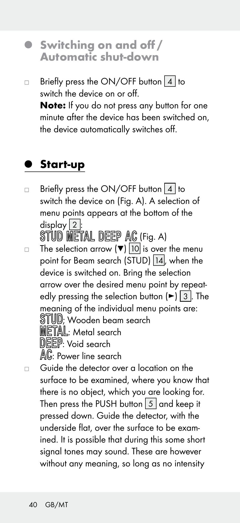 Switching on and off / automatic shut-down, Start-up | Powerfix Z31697B User Manual | Page 40 / 55