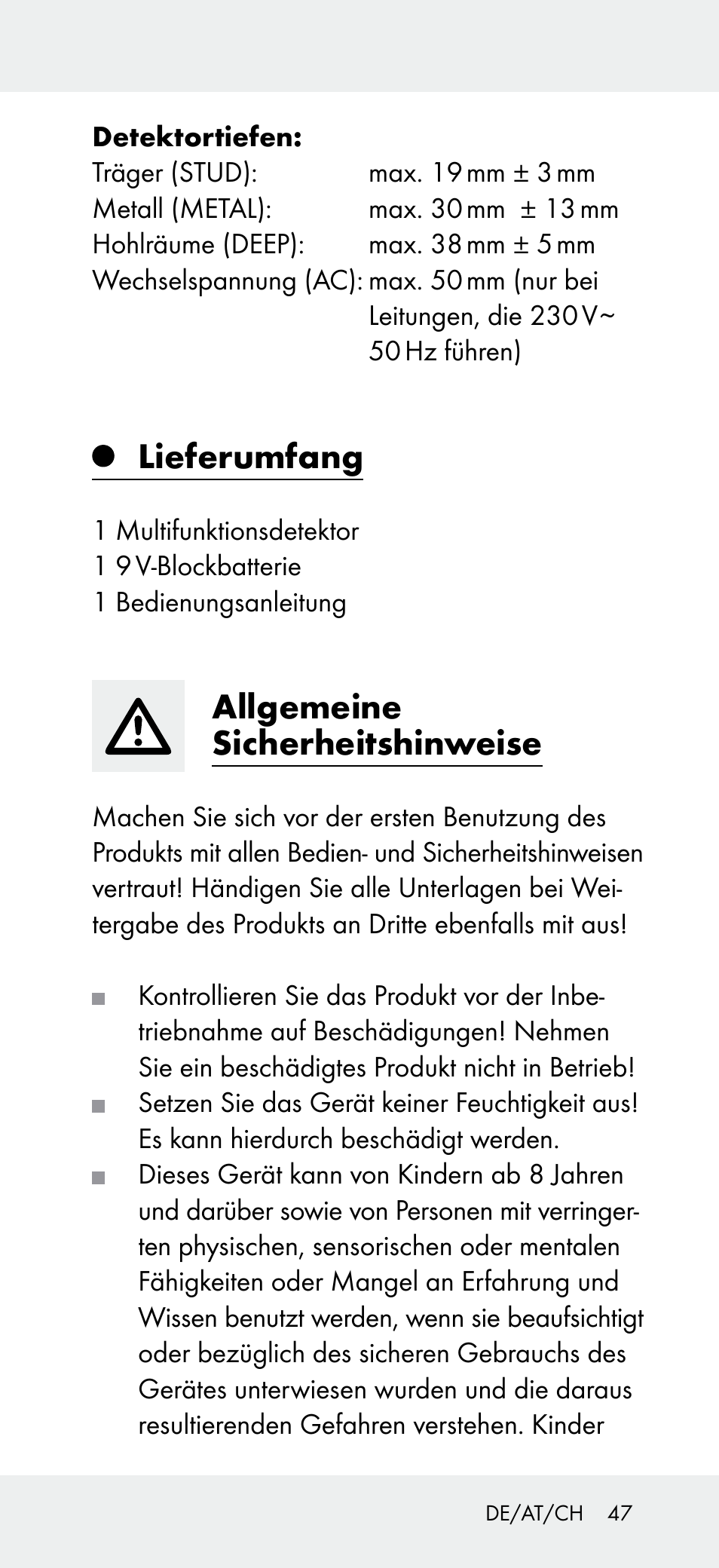 Lieferumfang, Allgemeine sicherheitshinweise | Powerfix Z31697B User Manual | Page 47 / 55
