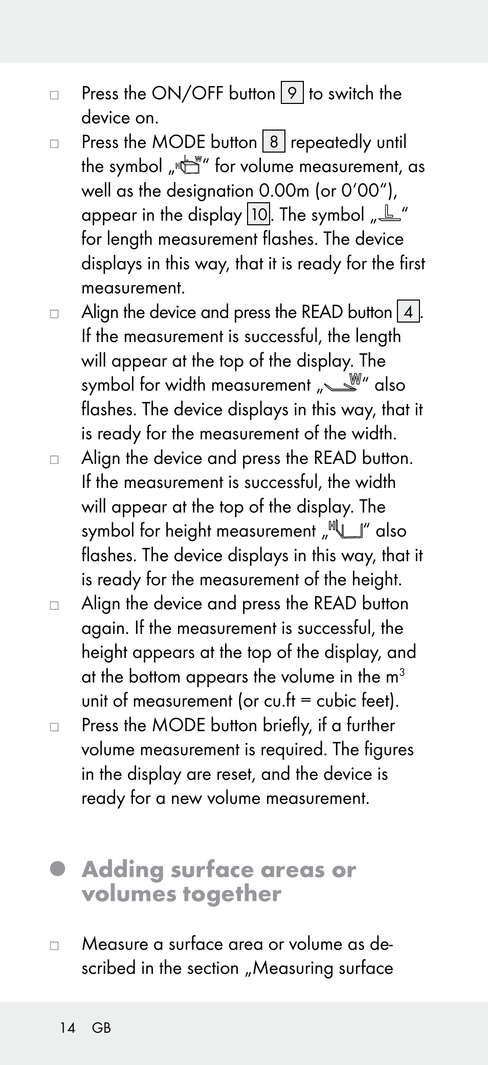 Adding surface areas or volumes together | Powerfix Z31697A User Manual | Page 14 / 105