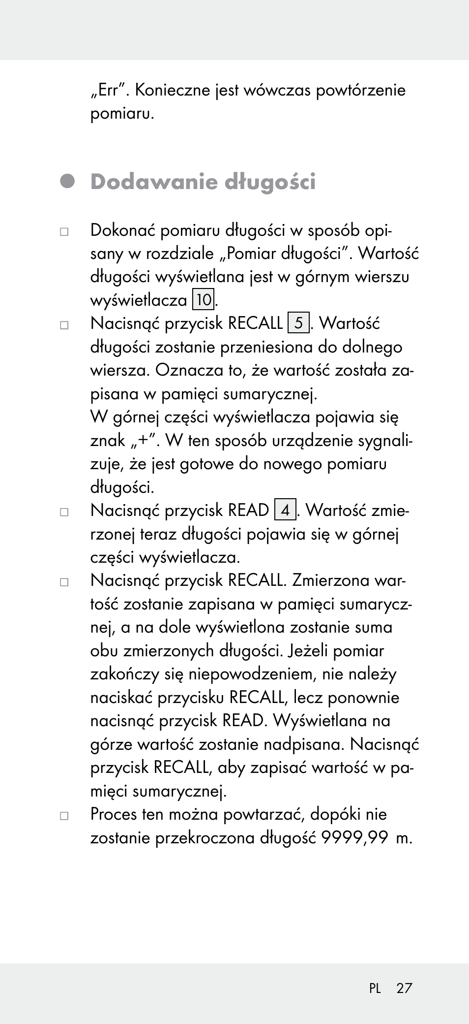 Dodawanie długości | Powerfix Z31697A User Manual | Page 27 / 105