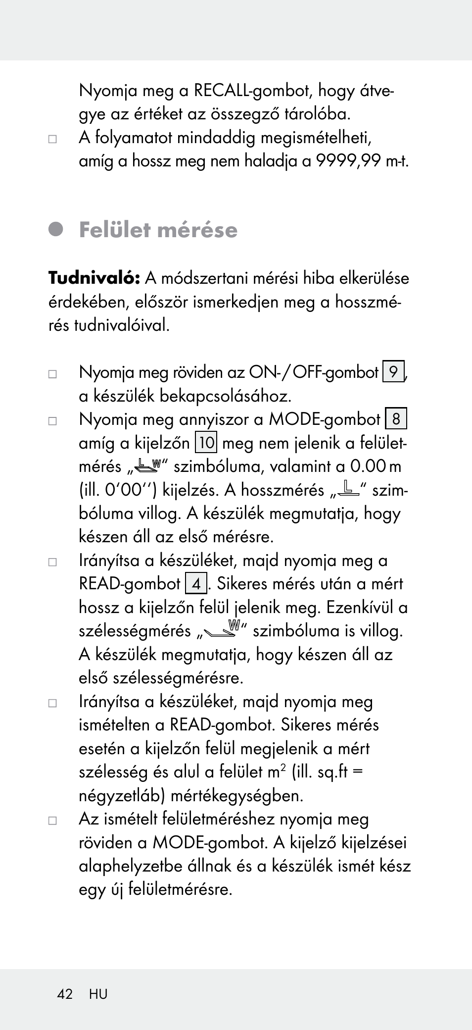 Felület mérése | Powerfix Z31697A User Manual | Page 42 / 105