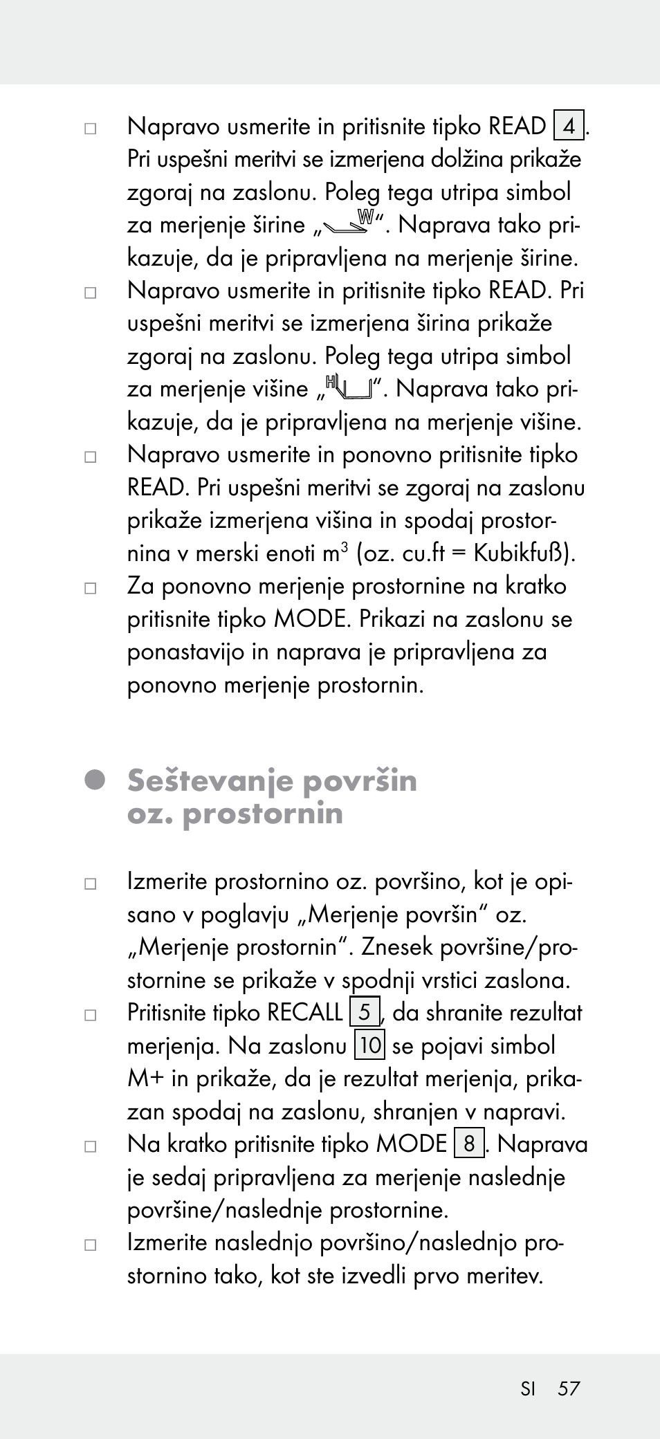 Seštevanje površin oz. prostornin | Powerfix Z31697A User Manual | Page 57 / 105