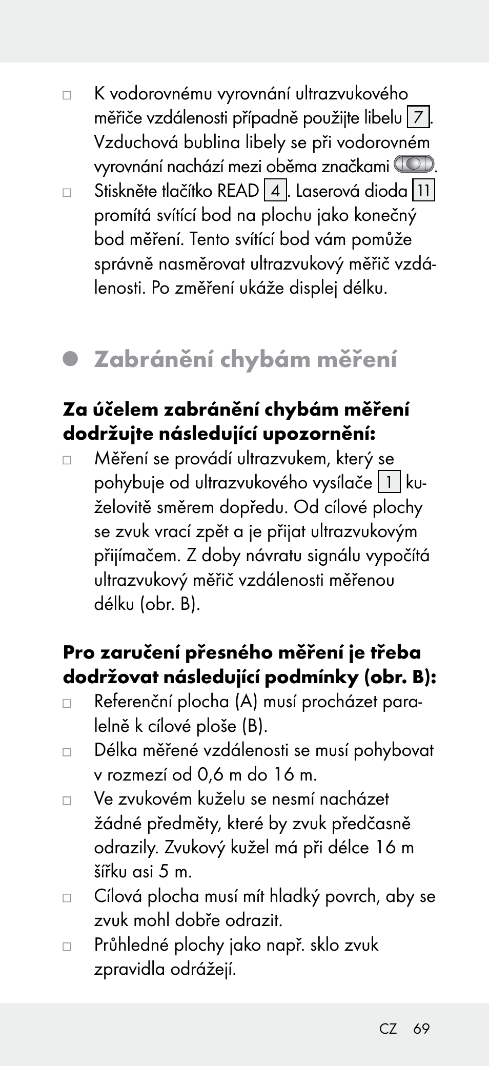 Zabránění chybám měření | Powerfix Z31697A User Manual | Page 69 / 105