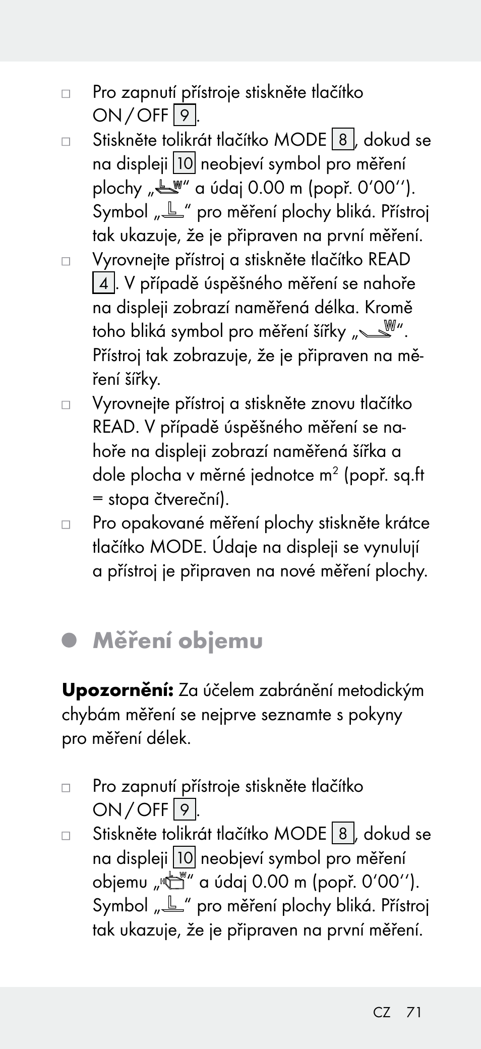 Měření objemu | Powerfix Z31697A User Manual | Page 71 / 105