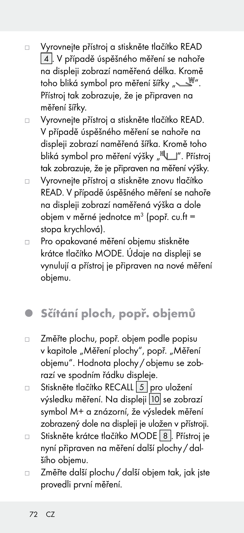 Sčítání ploch, popř. objemů | Powerfix Z31697A User Manual | Page 72 / 105