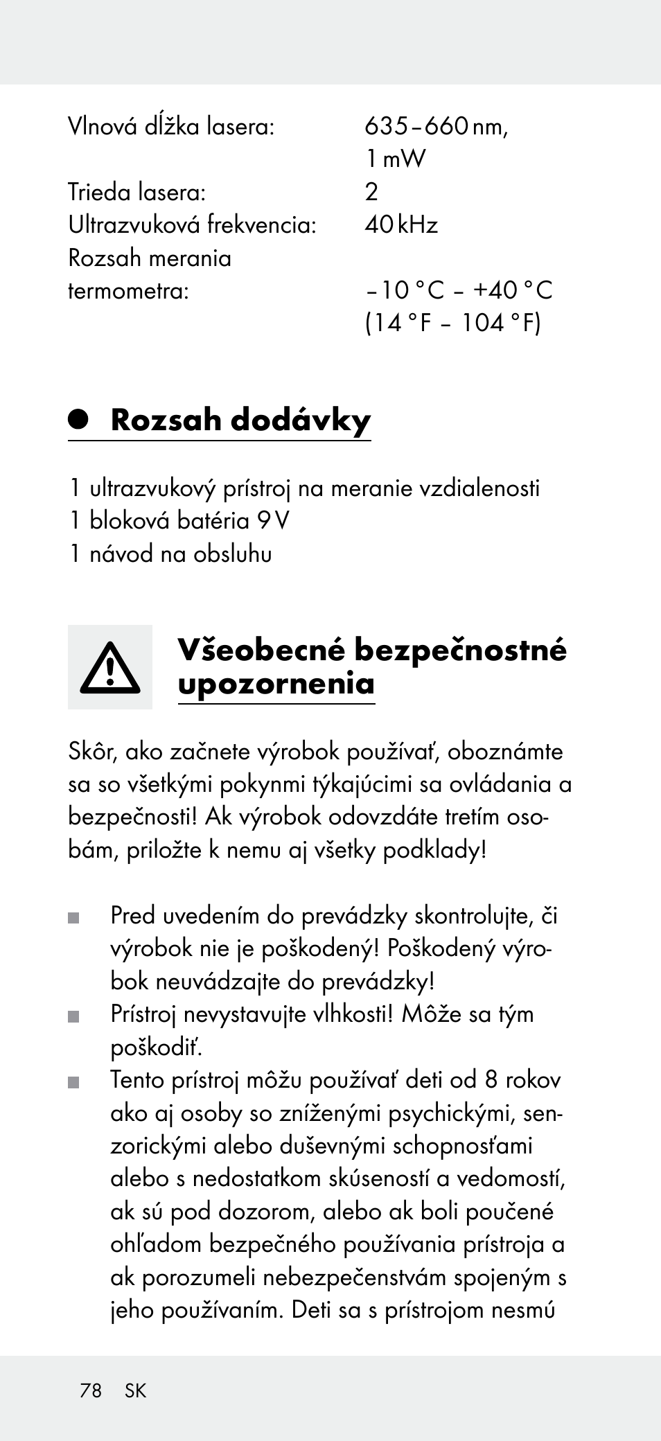 Rozsah dodávky, Všeobecné bezpečnostné upozornenia | Powerfix Z31697A User Manual | Page 78 / 105