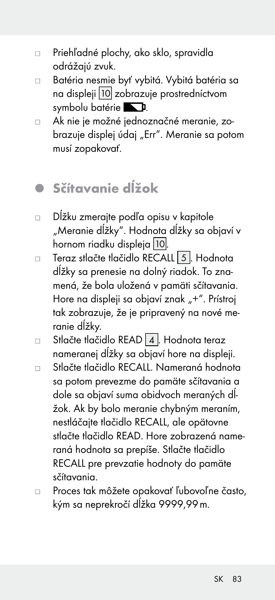 Sčítavanie dĺžok | Powerfix Z31697A User Manual | Page 83 / 105