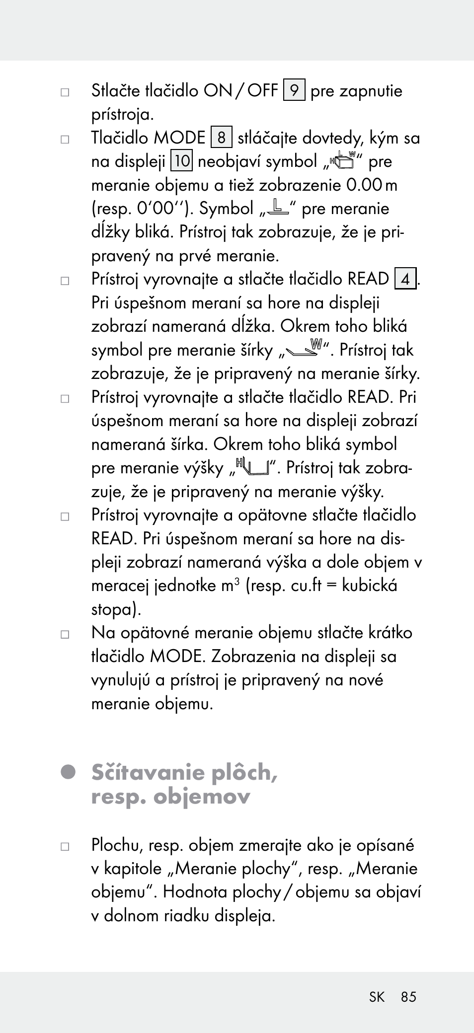 Sčítavanie plôch, resp. objemov | Powerfix Z31697A User Manual | Page 85 / 105