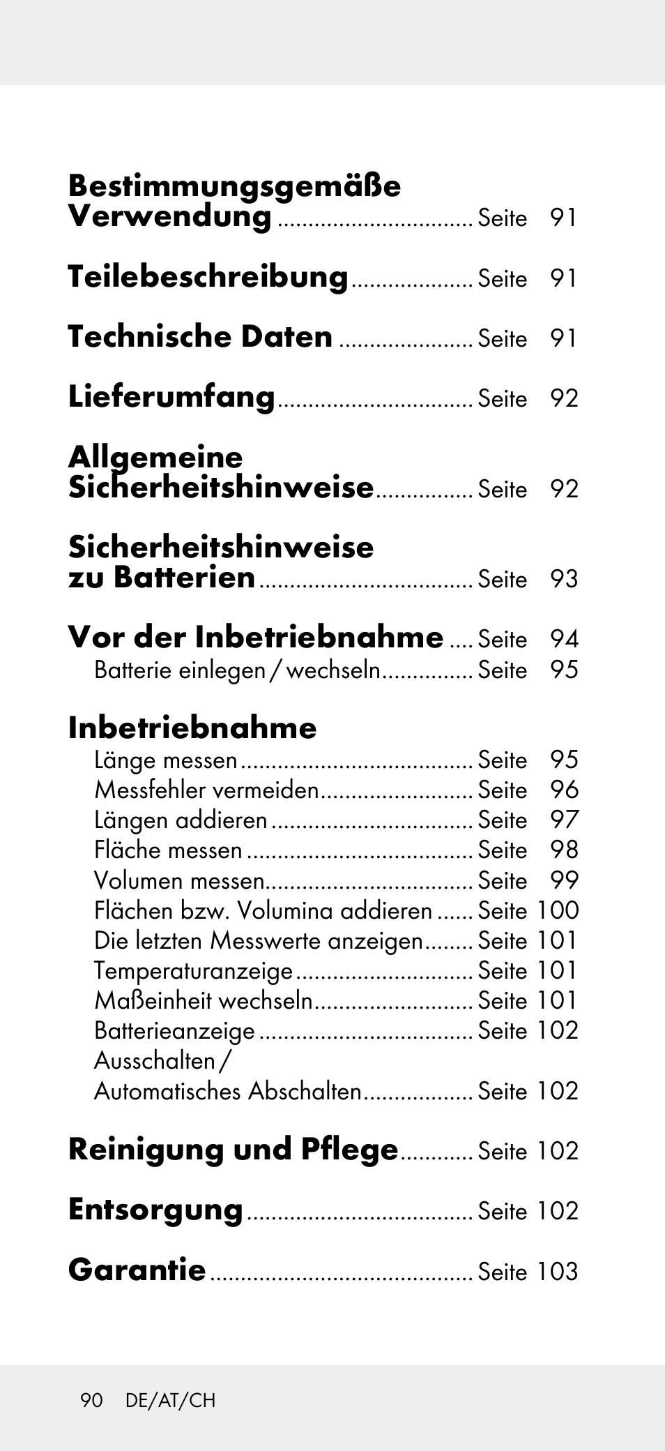 Bestimmungsgemäße verwendung, Teilebeschreibung, Technische daten | Lieferumfang, Allgemeine sicherheitshinweise, Sicherheitshinweise zu batterien, Vor der inbetriebnahme, Inbetriebnahme, Reinigung und pflege, Entsorgung | Powerfix Z31697A User Manual | Page 90 / 105