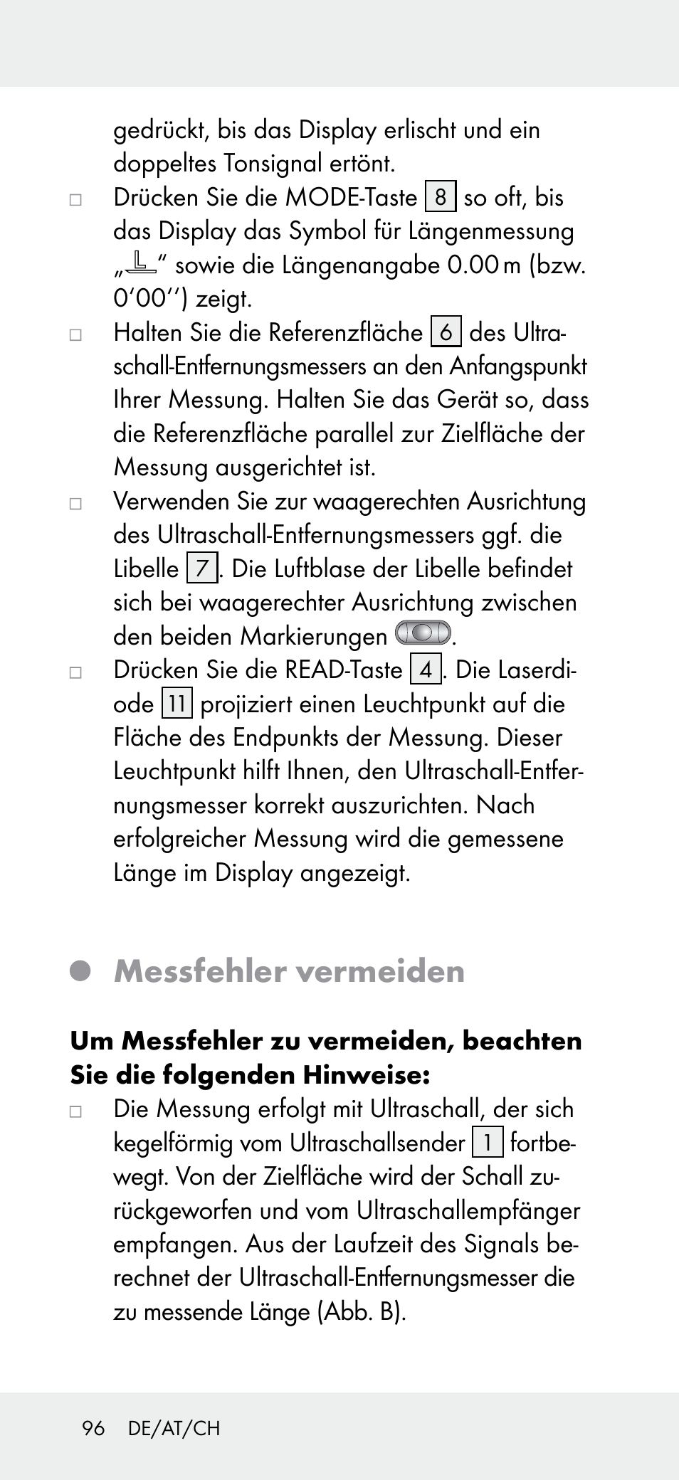 Messfehler vermeiden | Powerfix Z31697A User Manual | Page 96 / 105