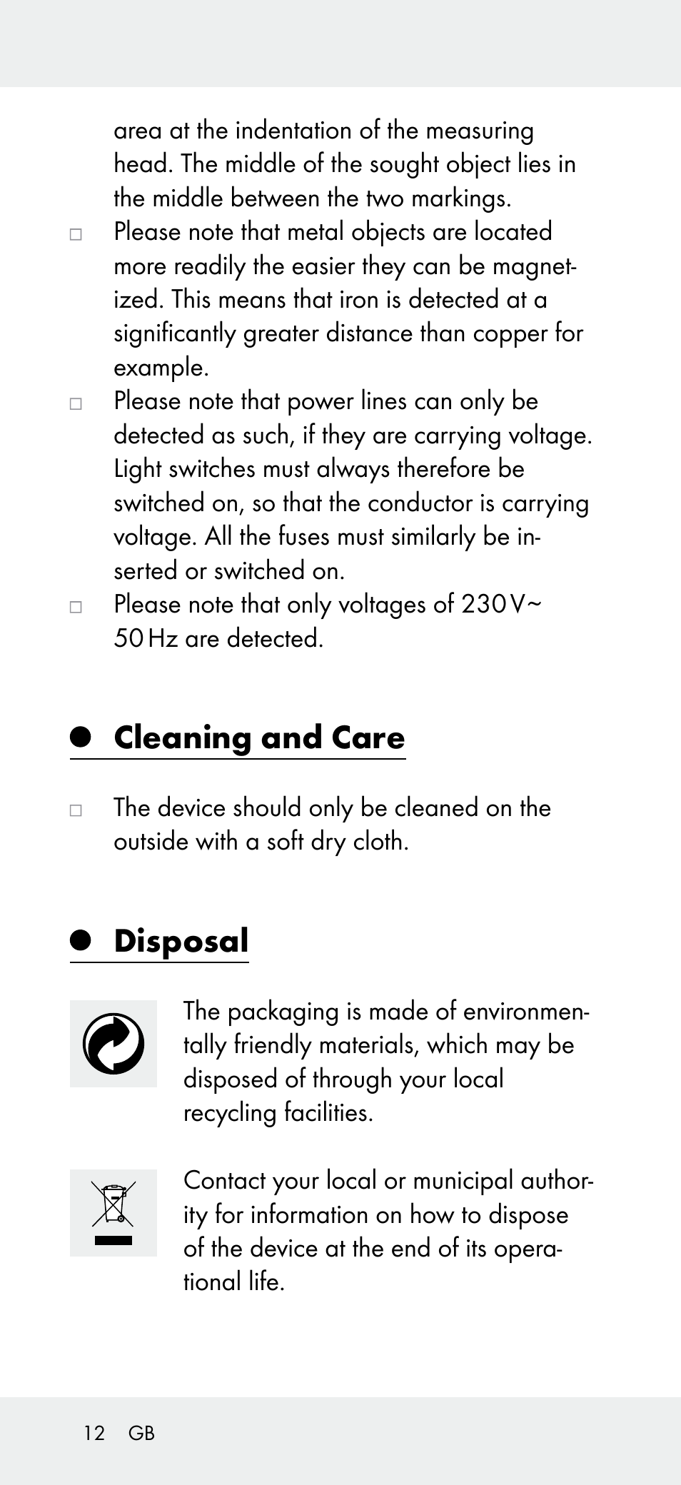 Cleaning and care, Disposal | Powerfix Z31697B User Manual | Page 12 / 77