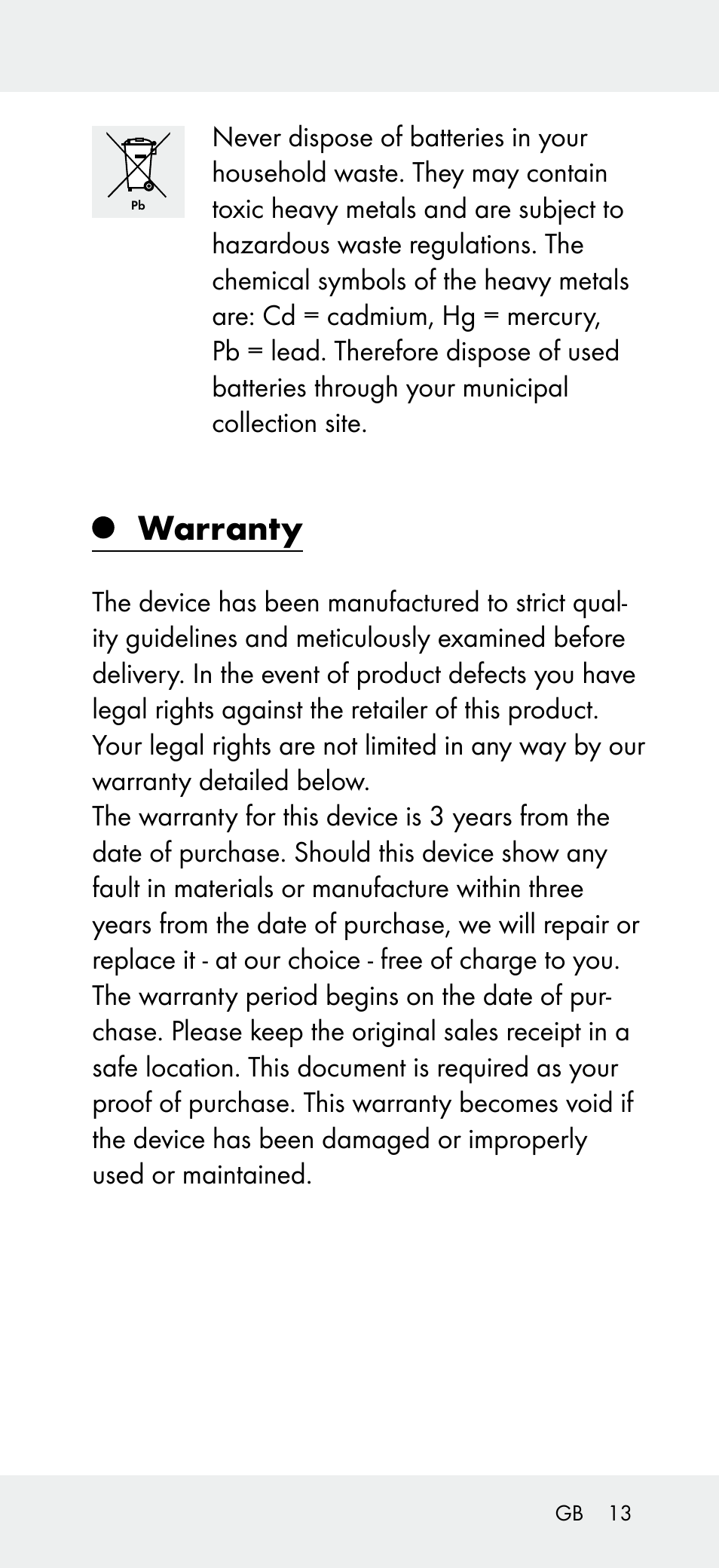 Warranty | Powerfix Z31697B User Manual | Page 13 / 77