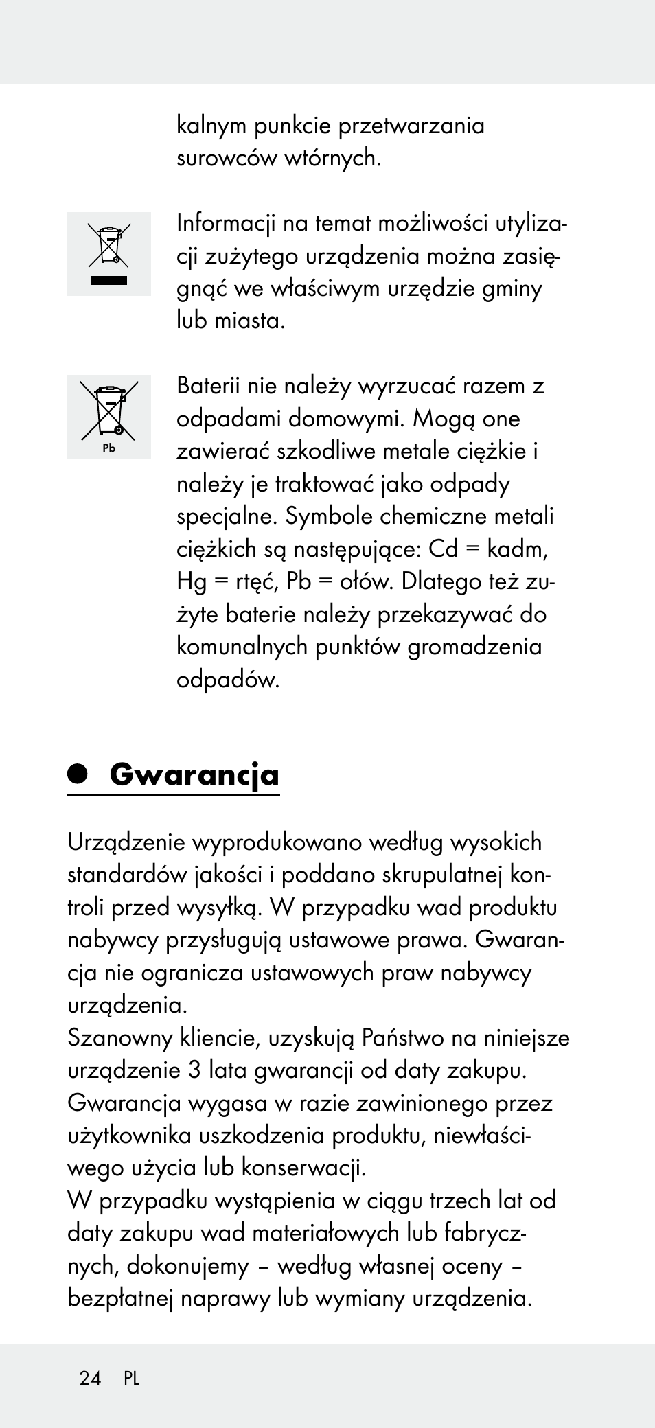 Gwarancja | Powerfix Z31697B User Manual | Page 24 / 77