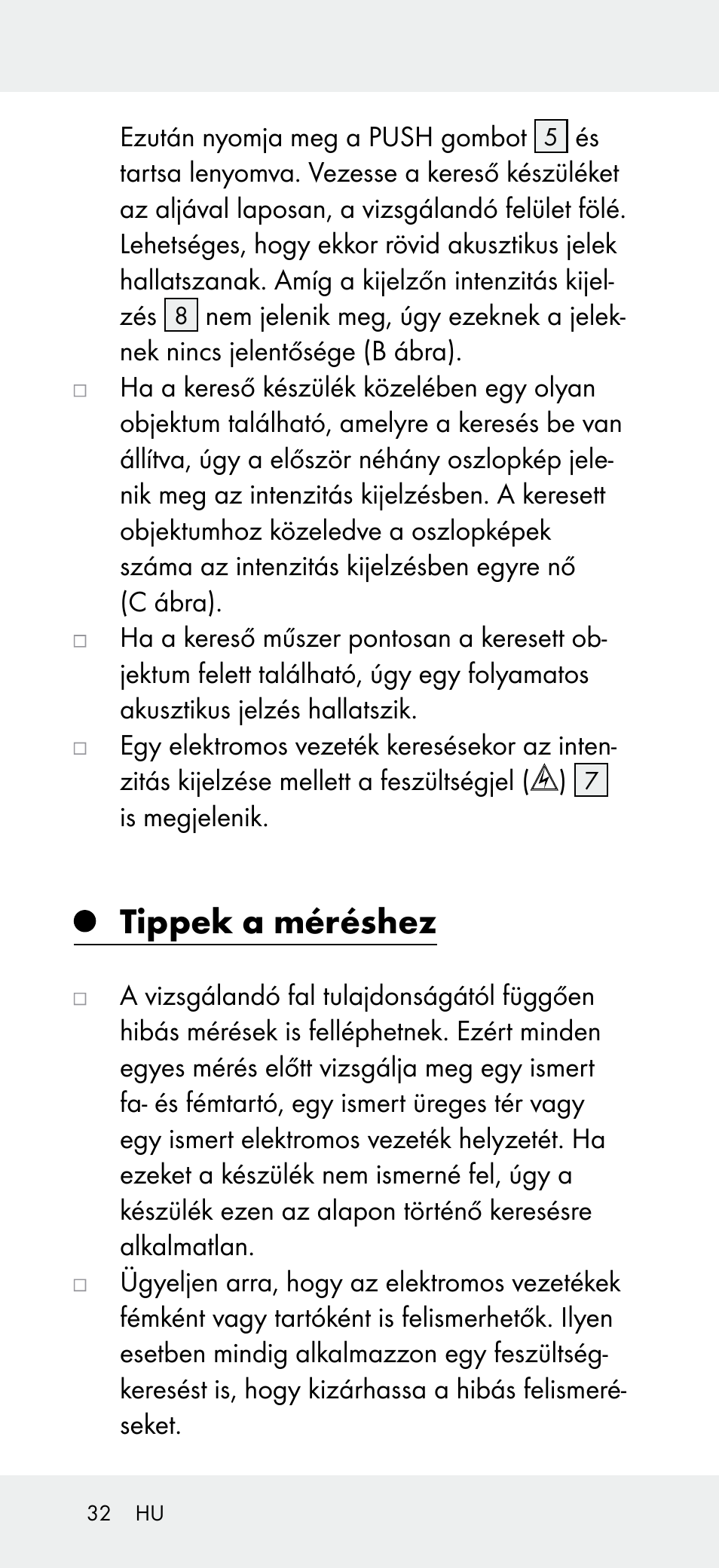 Tippek a méréshez | Powerfix Z31697B User Manual | Page 32 / 77