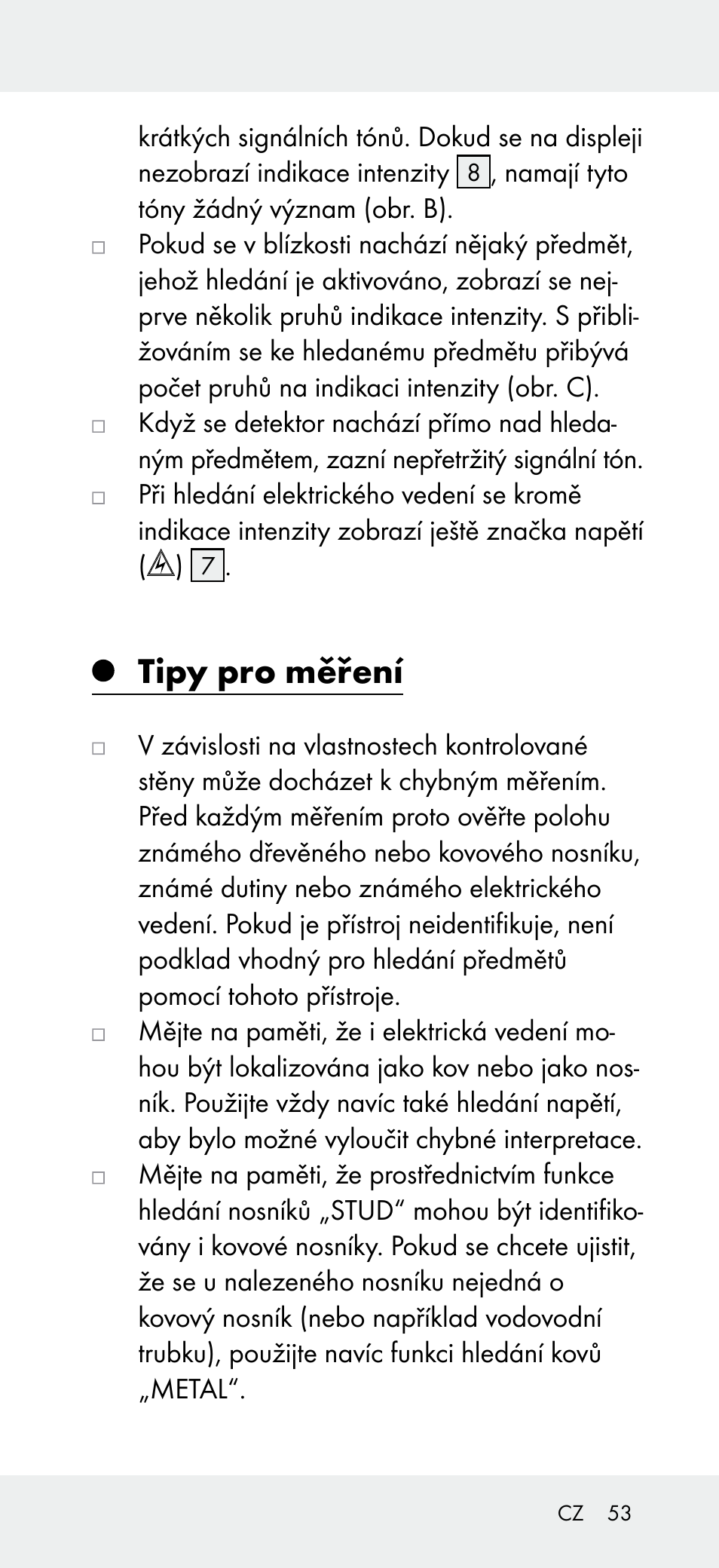 Tipy pro měření | Powerfix Z31697B User Manual | Page 53 / 77