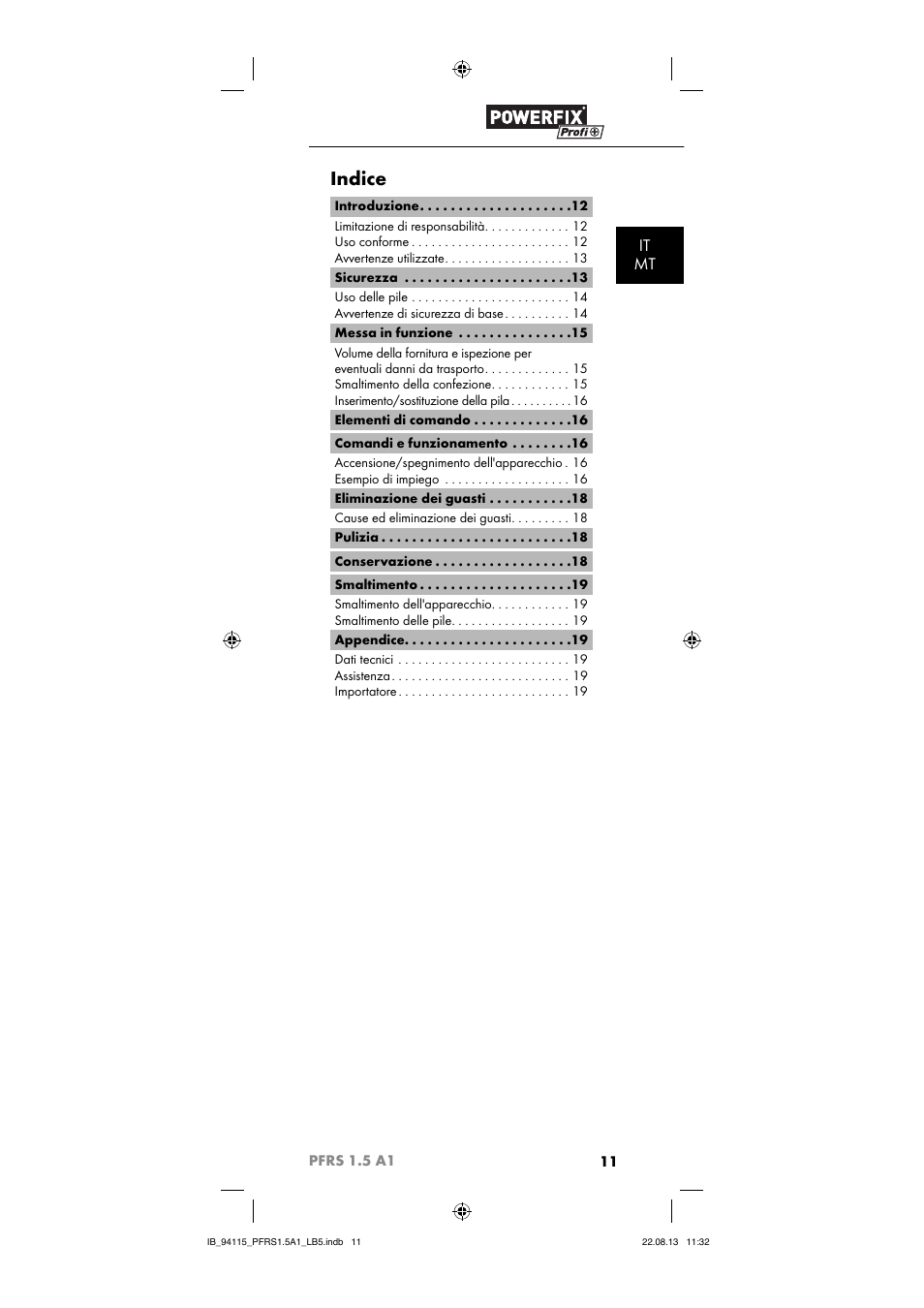 Indice, It mt | Powerfix PFRS 1.5 A1 User Manual | Page 14 / 44