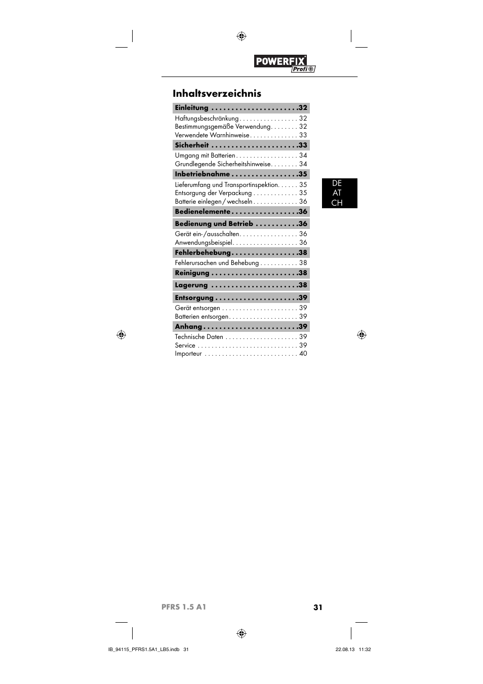 Powerfix PFRS 1.5 A1 User Manual | Page 34 / 44