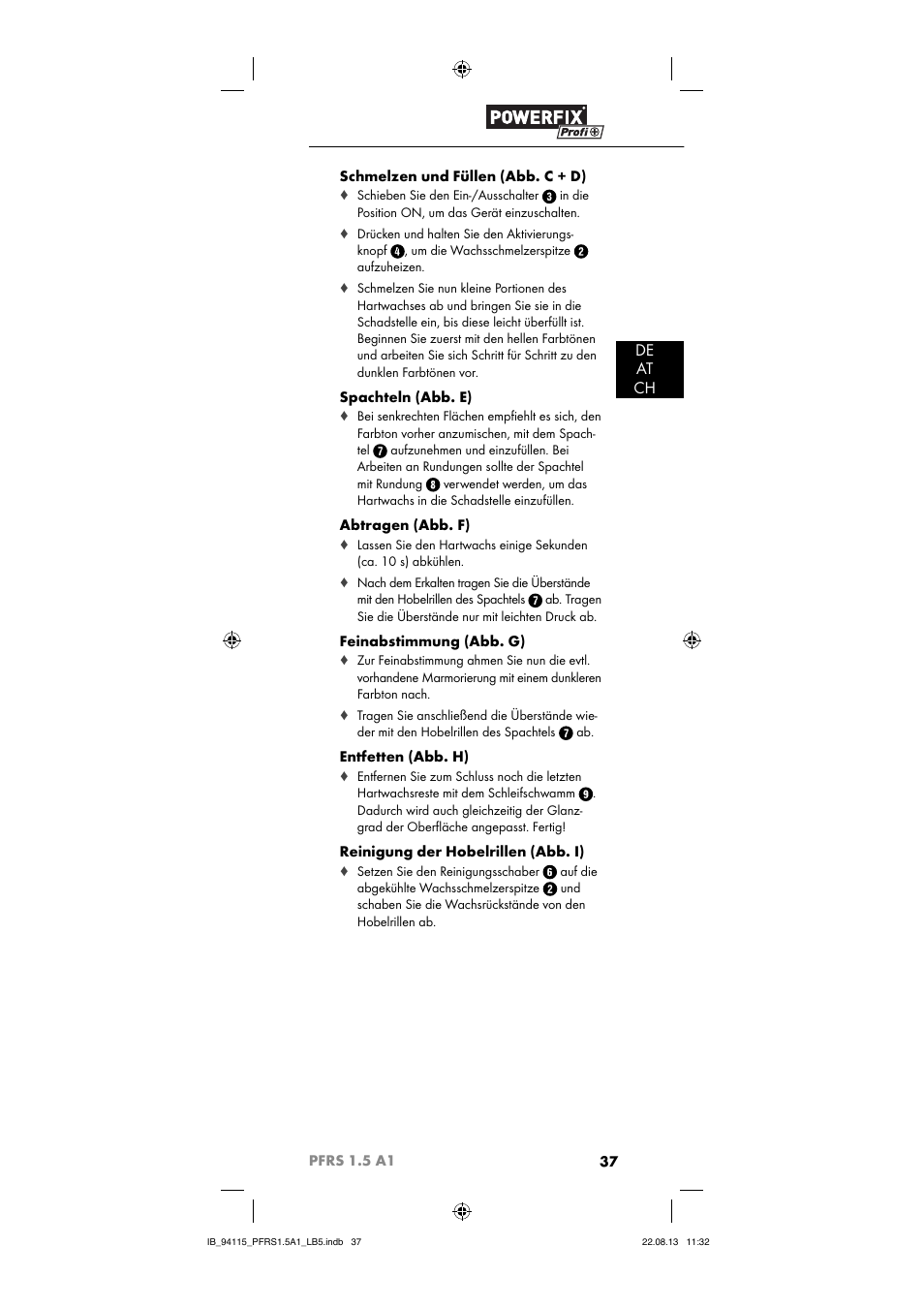 De at ch | Powerfix PFRS 1.5 A1 User Manual | Page 40 / 44