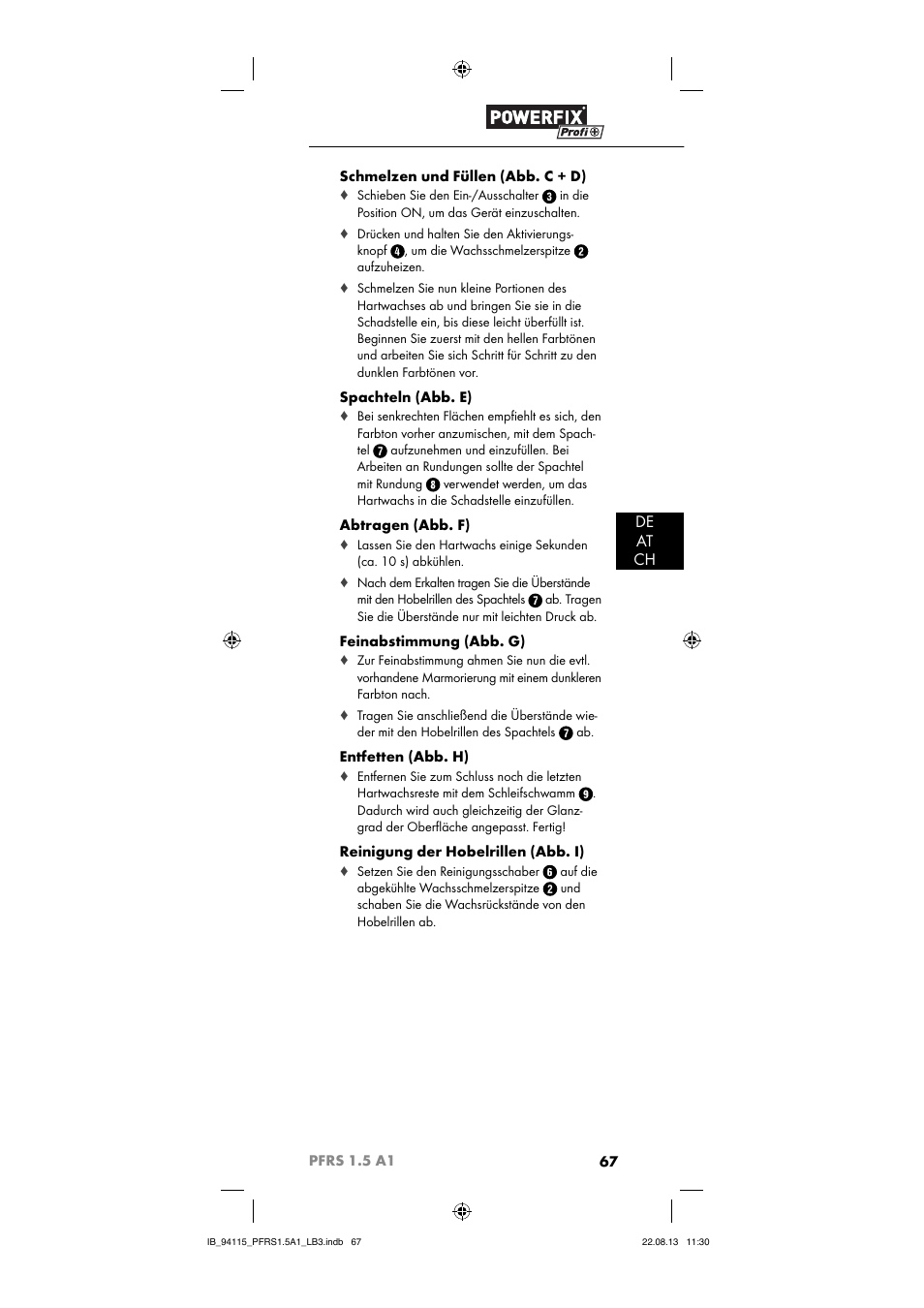 De at ch | Powerfix PFRS 1.5 A1 User Manual | Page 70 / 74