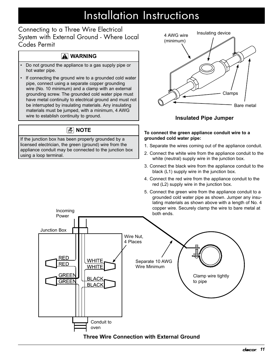 Installation instructions | Dacor EOR User Manual | Page 13 / 20