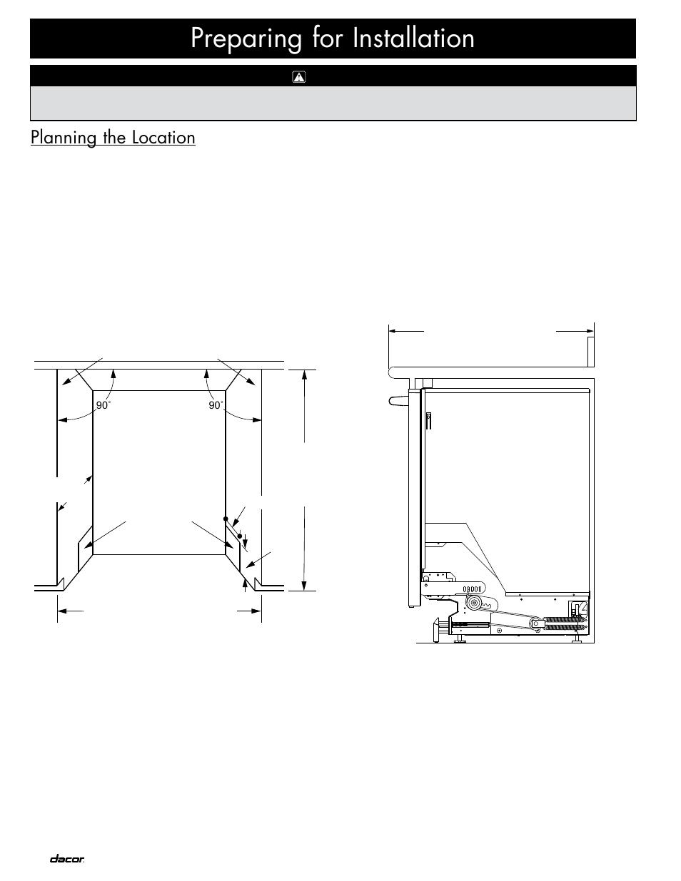 Preparing for installation, Planning the location | Dacor ID30 User Manual | Page 6 / 16