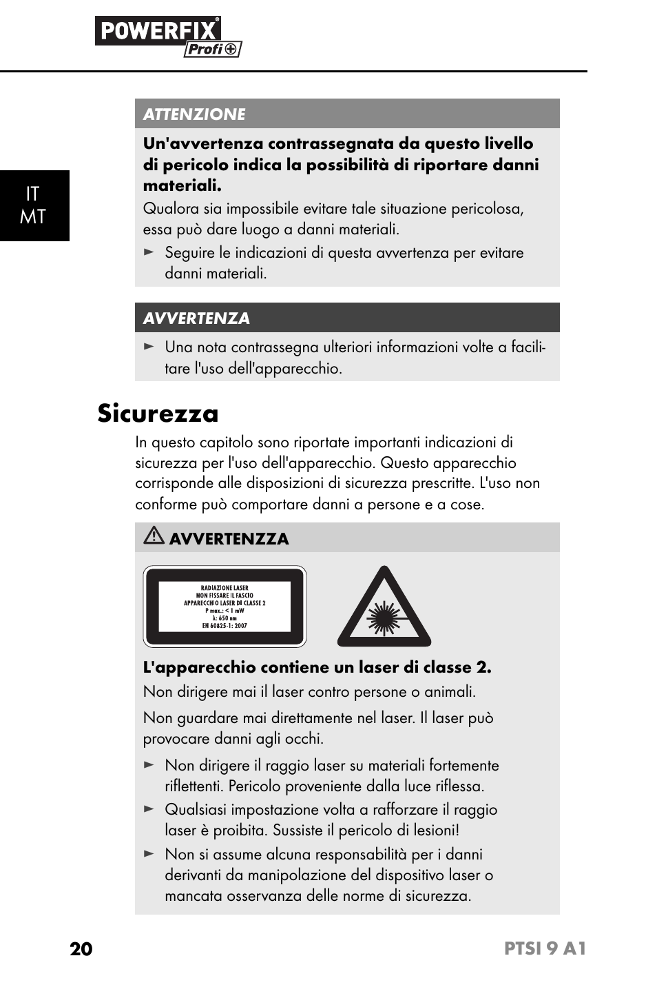Sicurezza, It mt | Powerfix PTSI 9 A1 User Manual | Page 23 / 83