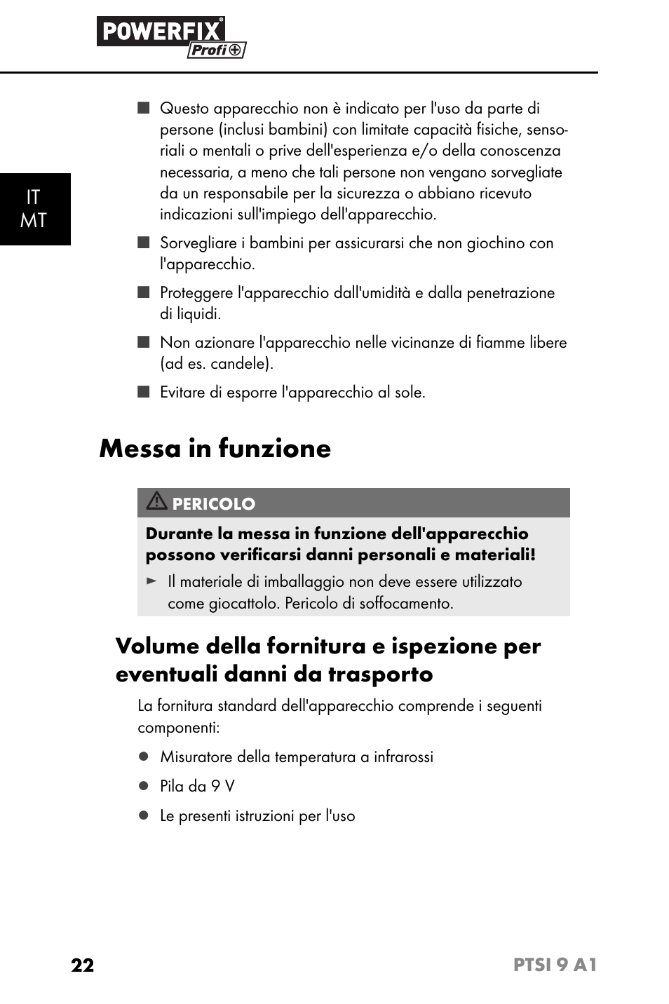 Messa in funzione, It mt | Powerfix PTSI 9 A1 User Manual | Page 25 / 83