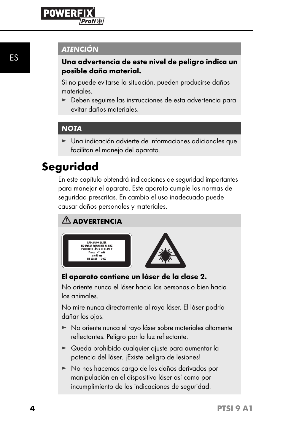 Seguridad | Powerfix PTSI 9 A1 User Manual | Page 7 / 83