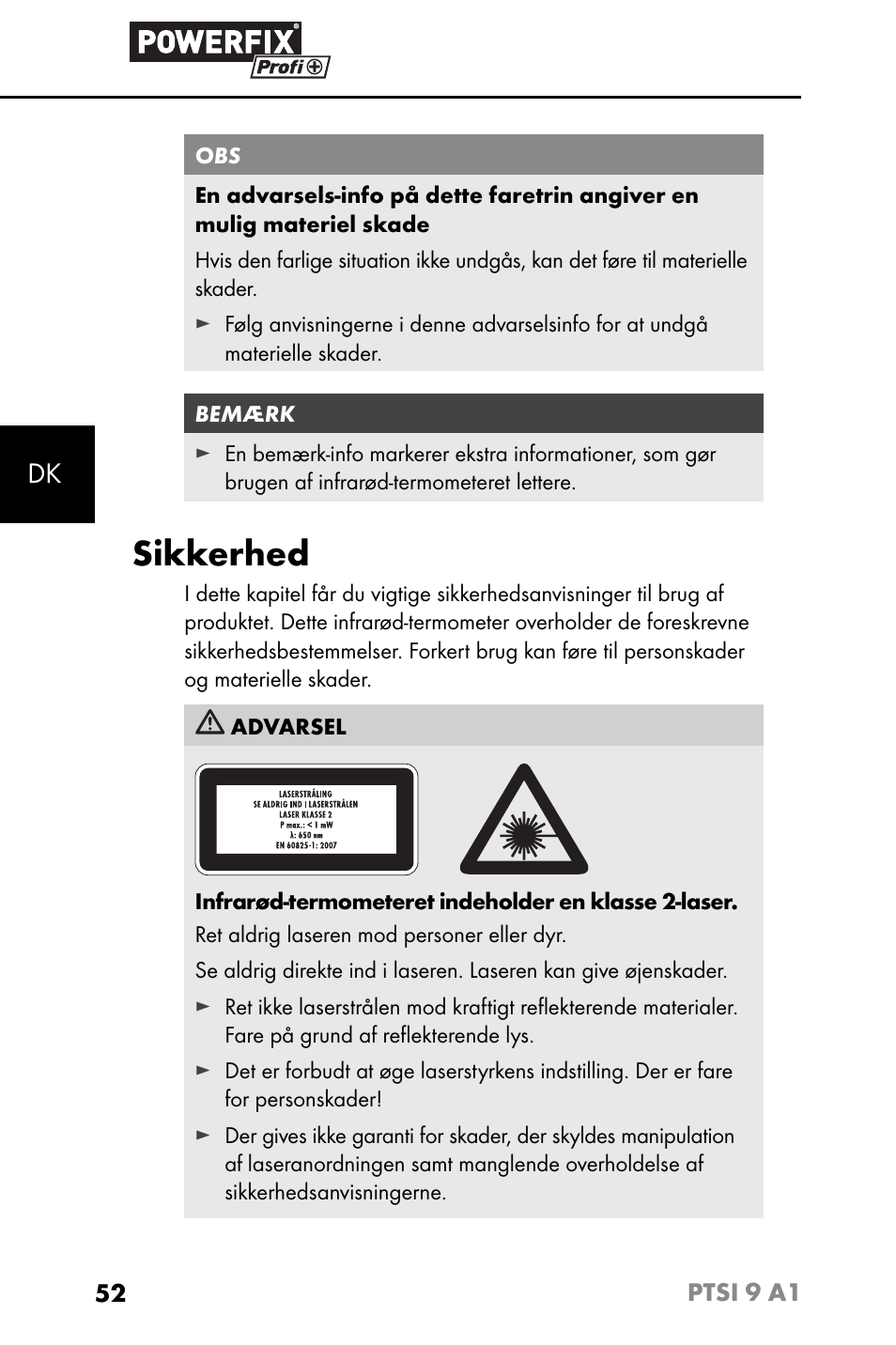 Sikkerhed | Powerfix PTSI 9 A1 User Manual | Page 55 / 115