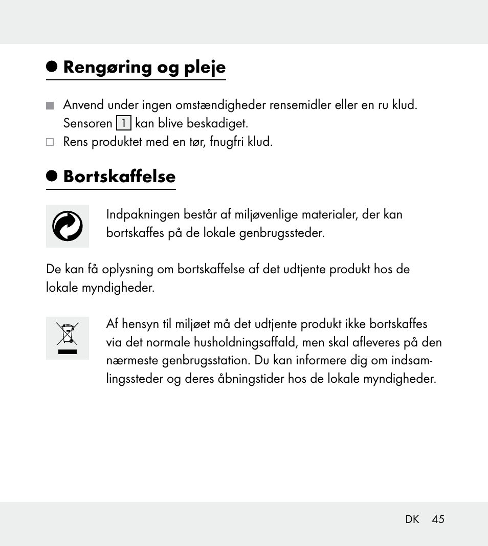 Rengøring og pleje, Bortskaffelse | Powerfix Z31712A/Z31712B Z31712C/Z31712D User Manual | Page 45 / 78