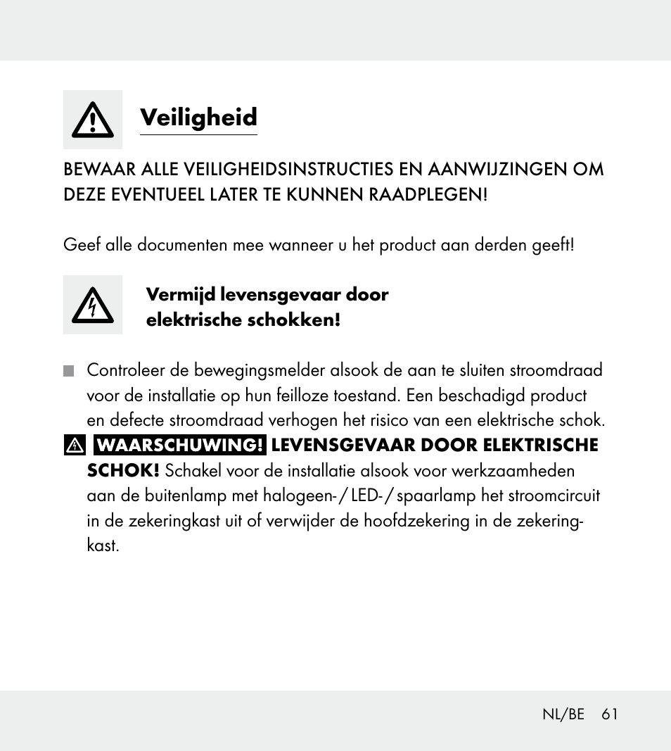 Veiligheid | Powerfix Z31712A/Z31712B Z31712C/Z31712D User Manual | Page 61 / 78