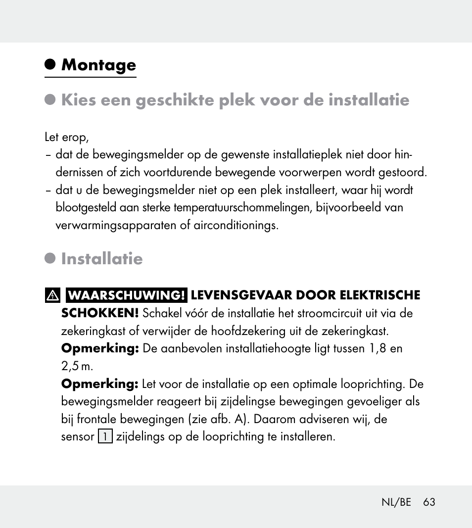 Installatie | Powerfix Z31712A/Z31712B Z31712C/Z31712D User Manual | Page 63 / 78