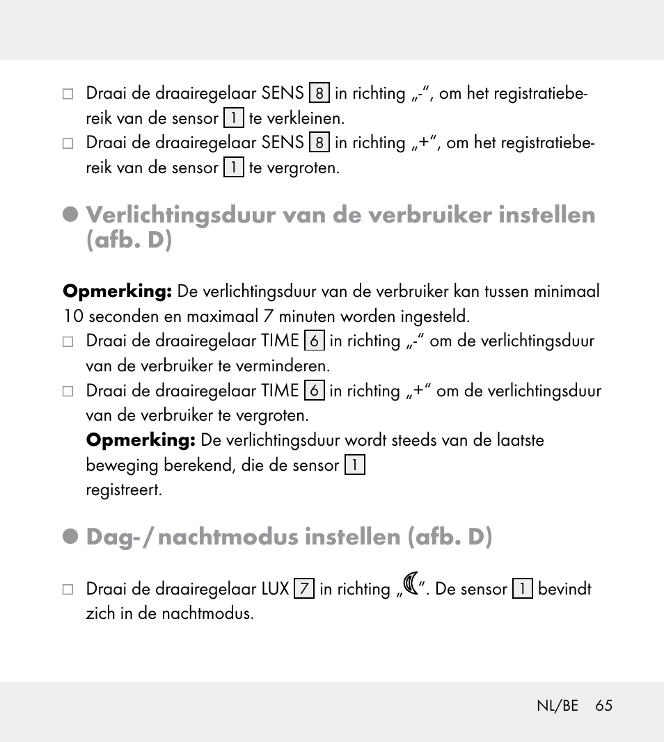 Dag- / nachtmodus instellen (afb. d) | Powerfix Z31712A/Z31712B Z31712C/Z31712D User Manual | Page 65 / 78