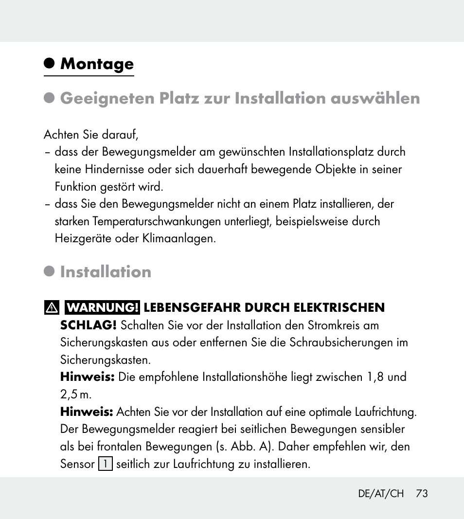 Installation | Powerfix Z31712A/Z31712B Z31712C/Z31712D User Manual | Page 73 / 78