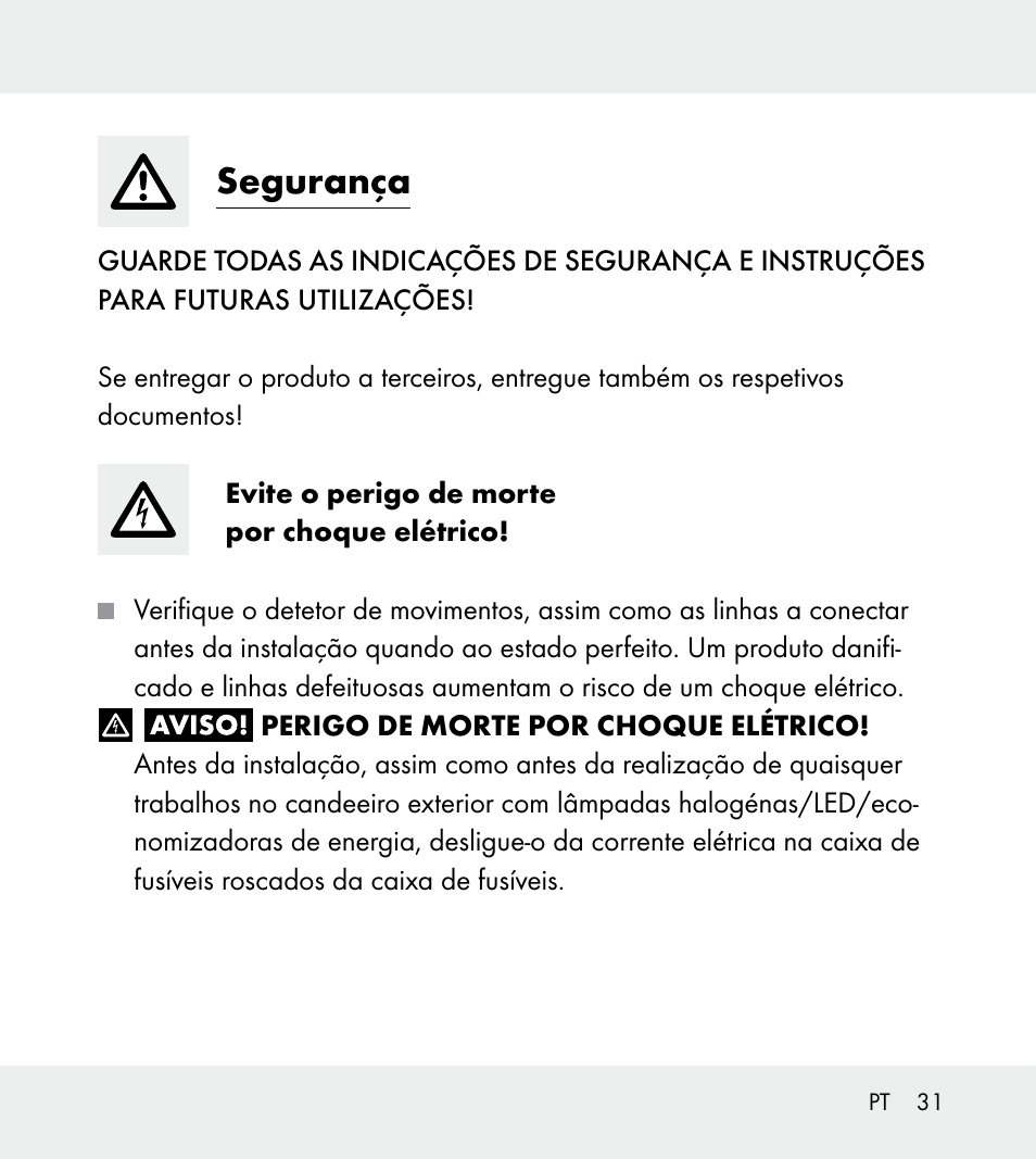 Segurança | Powerfix Z31712A/Z31712B Z31712C/Z31712D User Manual | Page 31 / 59